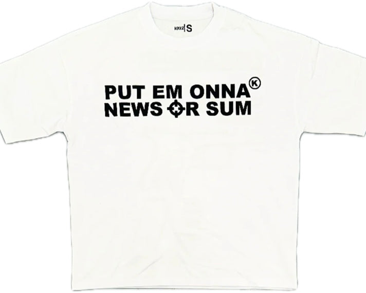 Put Em Onna News Or Sum Oversized Tee White Black