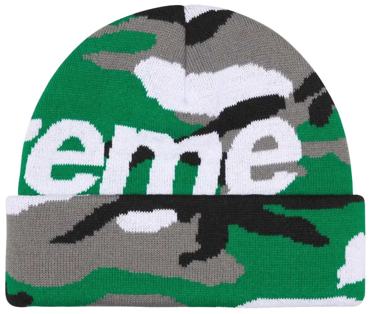 Supreme Camo Big Logo Beanie Green Camo