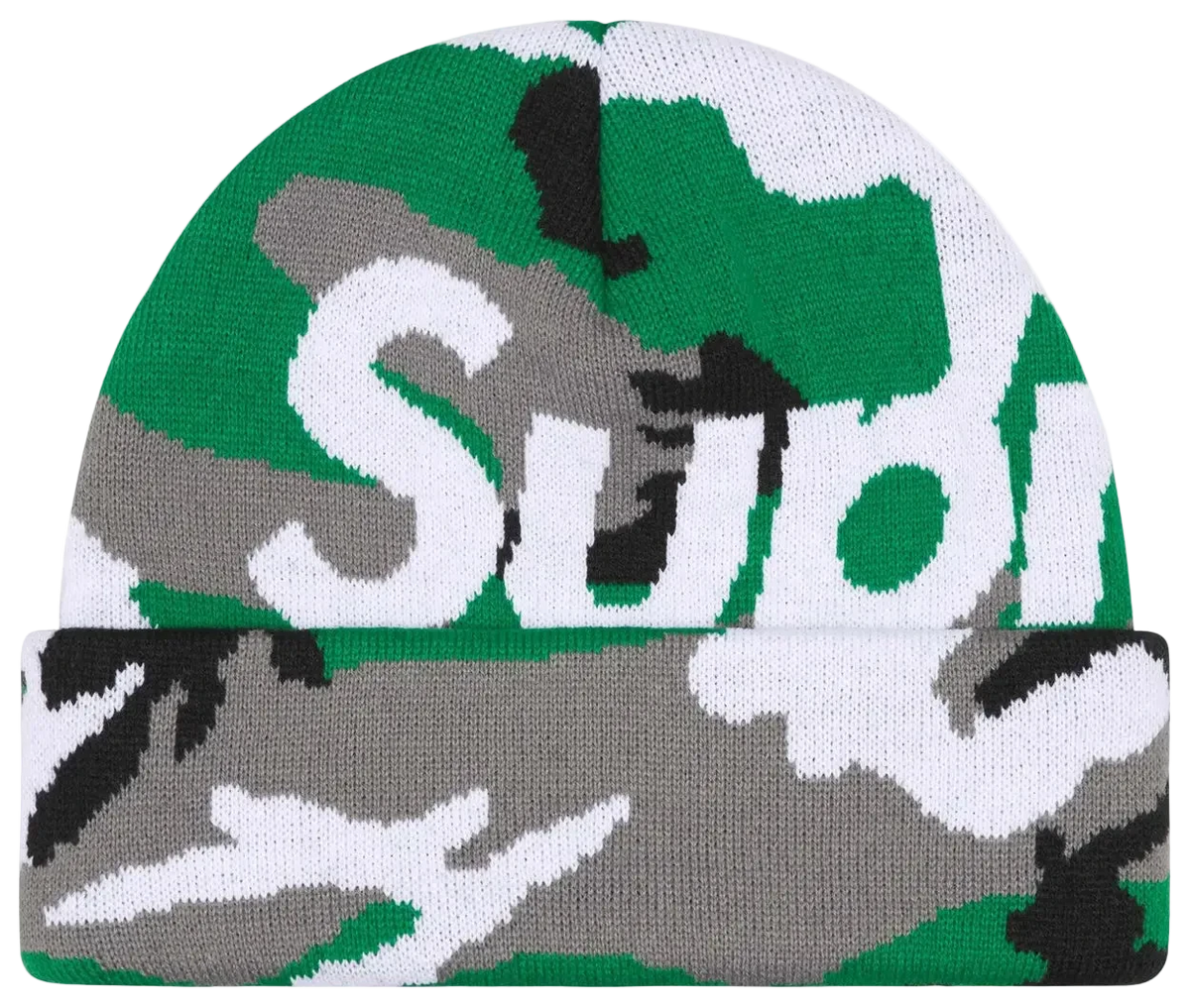 Supreme Camo Big Logo Beanie Green Camo