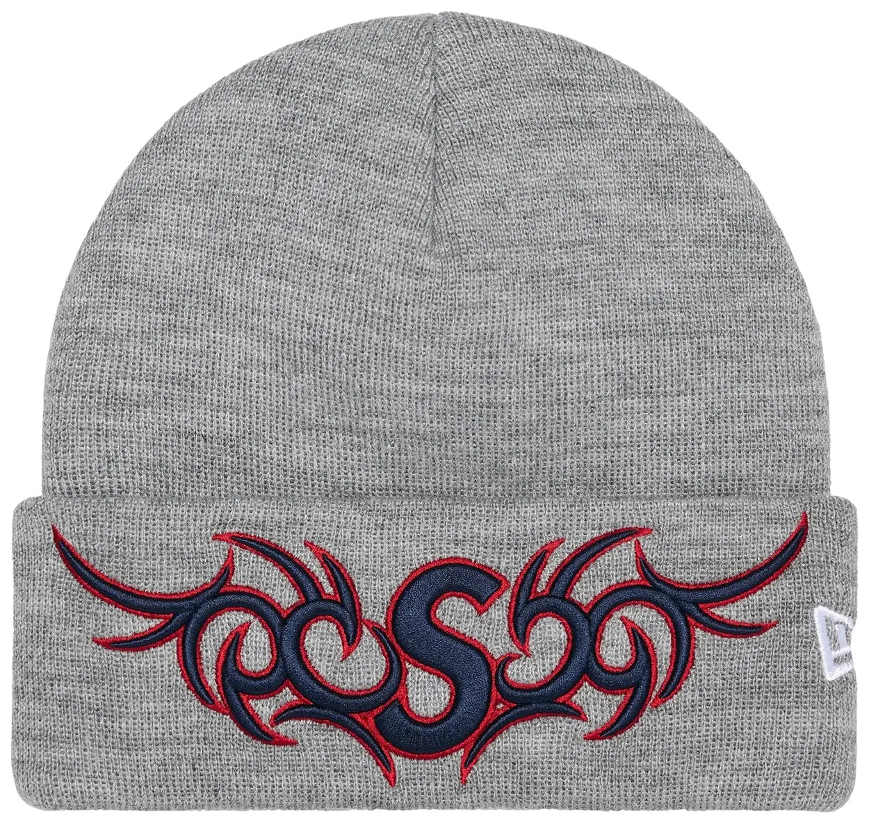 Supreme New Era Tribal S Logo Beanie Heather Grey