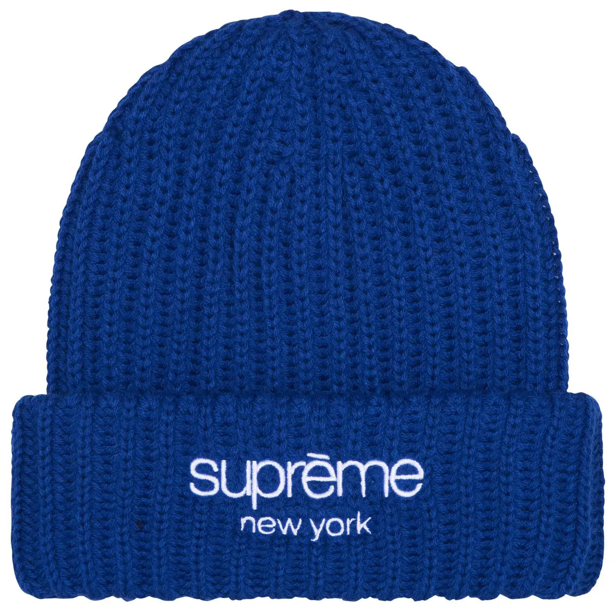 Supreme Chunky Rib Classic Logo Beanie Blue