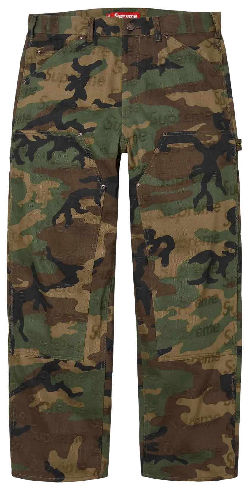 Supreme Jacquard Logos Double Knee Denim Painter Jean Woodland Camo