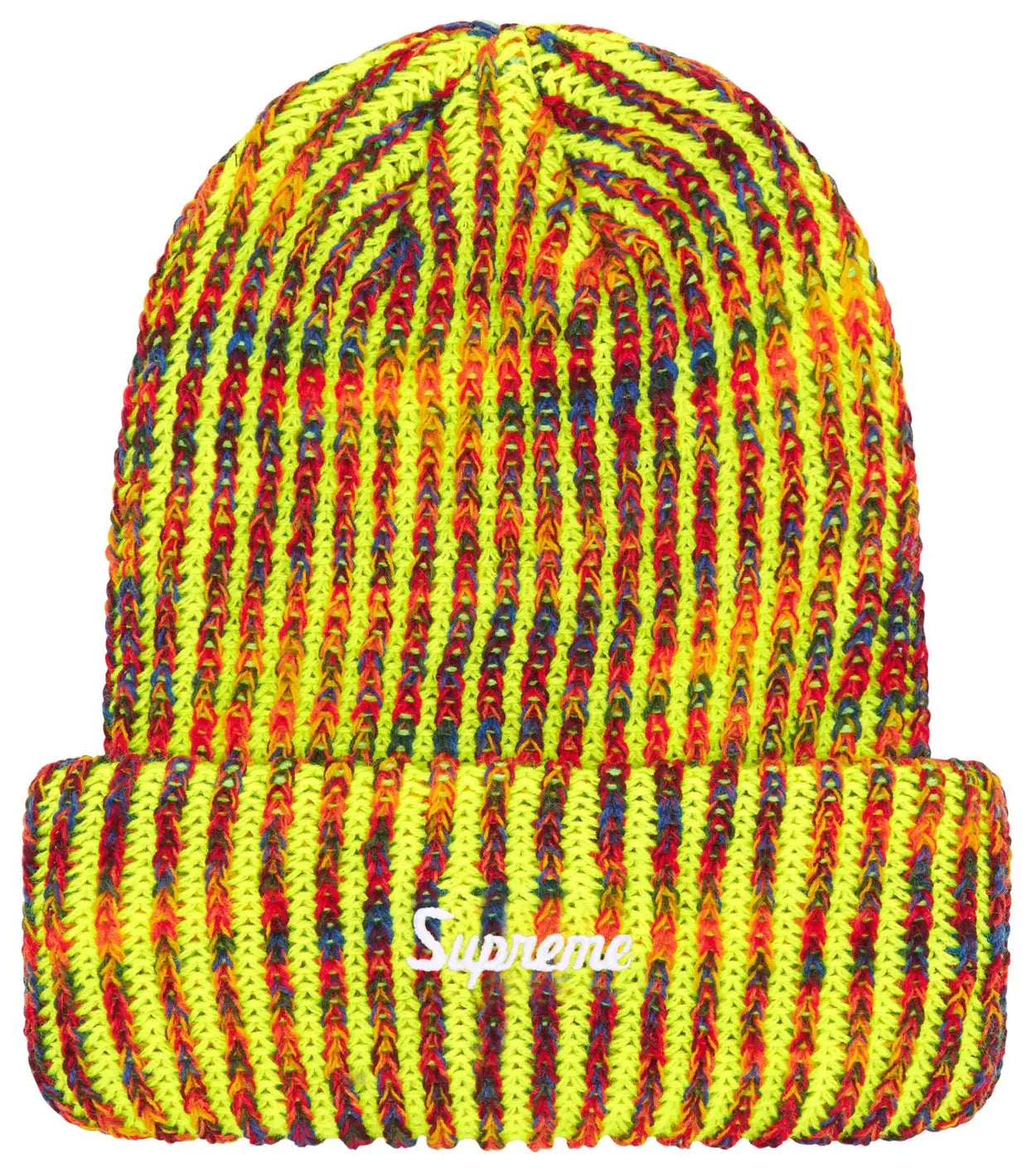 Supreme Rainbow Loose Gauge Beanie Neon Yellow