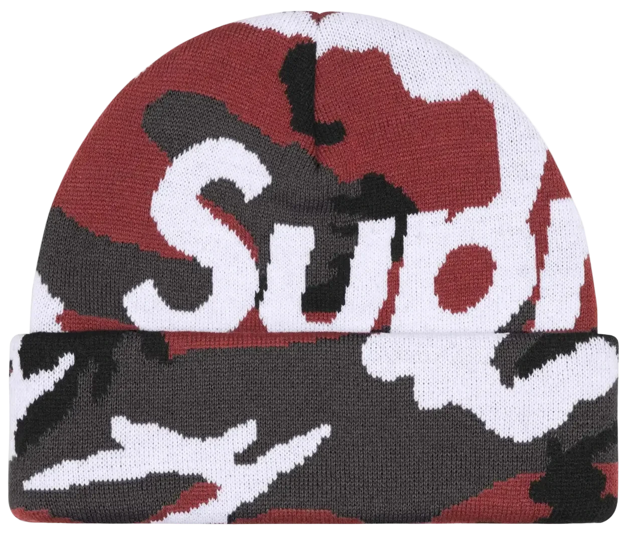Supreme Camo Big Logo Beanie Red Camo