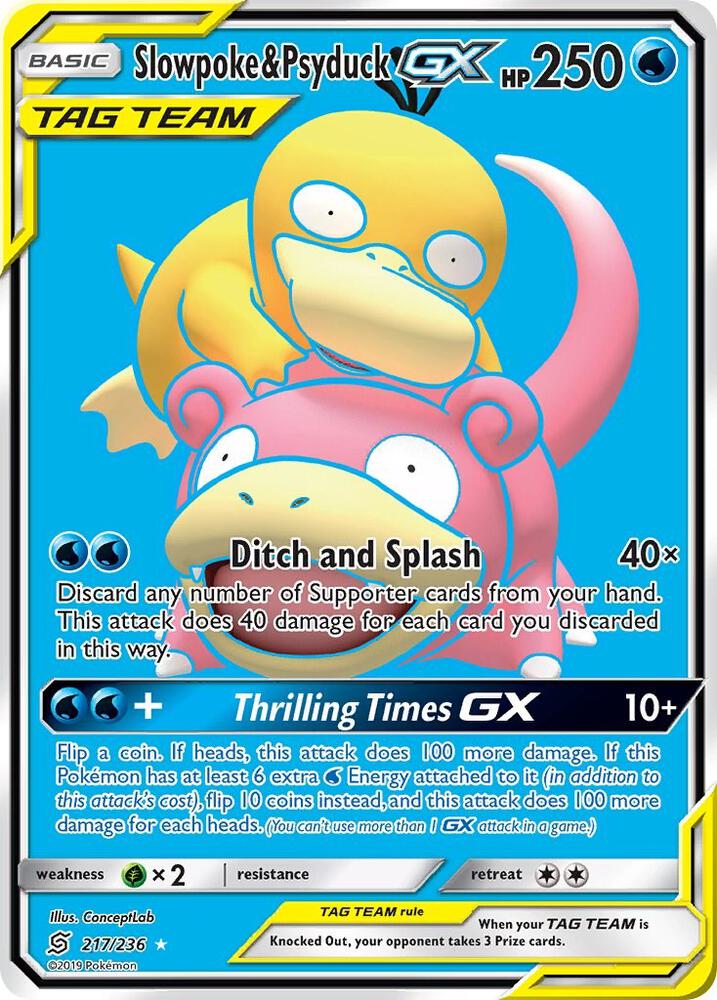 Slowpoke & Psyduck GX (Full Art) - 217/236 - SM - Unified Minds (SM11)