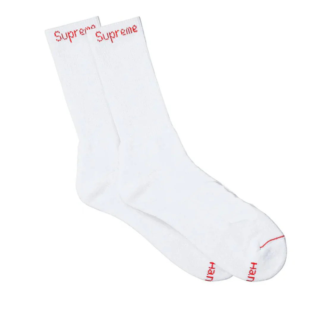 White Supreme Hanes Crew Socks (Single Pair)