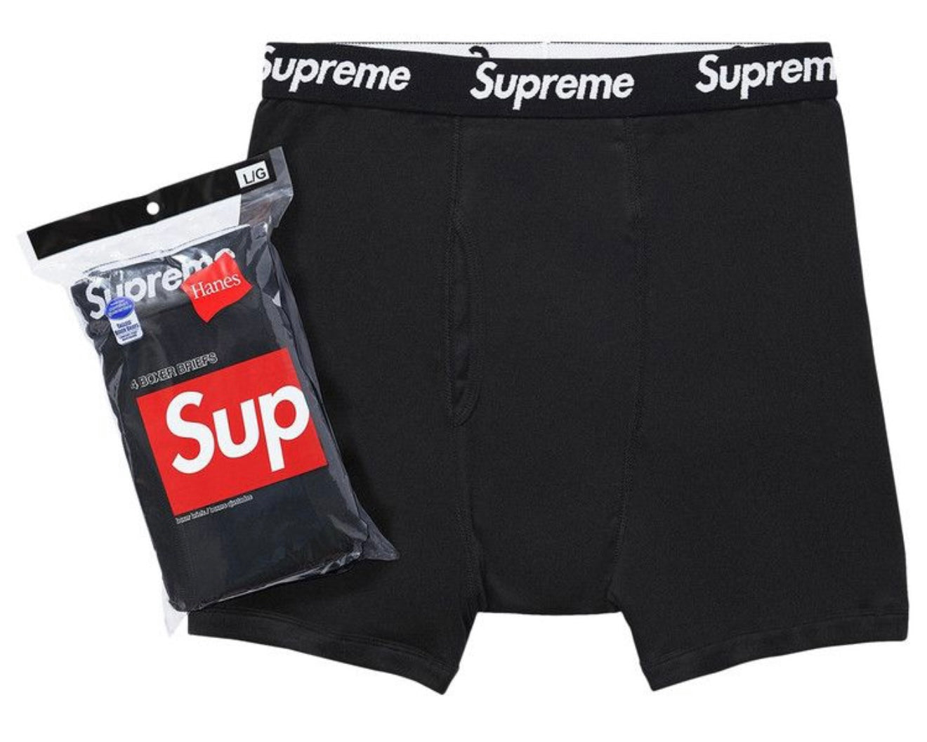 Supreme Hanes Boxer Briefs (4 Pack) Black