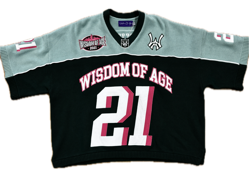 Wisdom Of Age Knit Football Jersey - Green/Pink