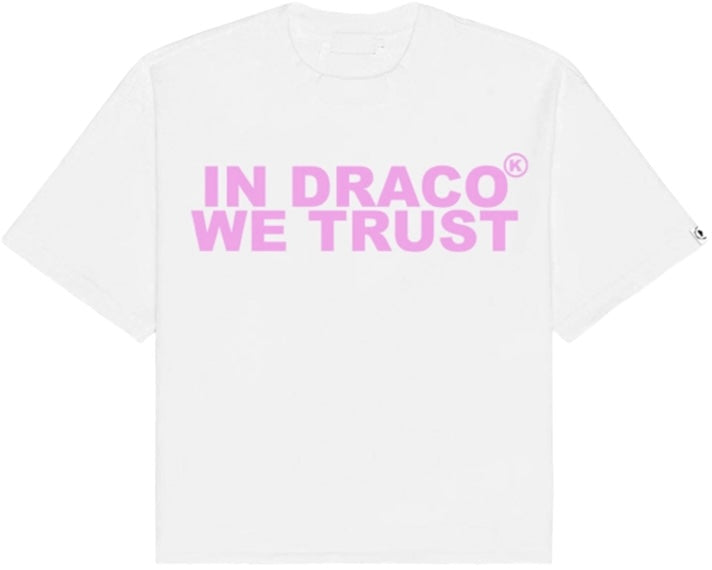 In Draco We Trust Oversized Tee White Pink