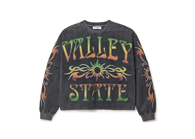 Vale Forever Tribal Layered Long Sleeve Tee Grey Wash