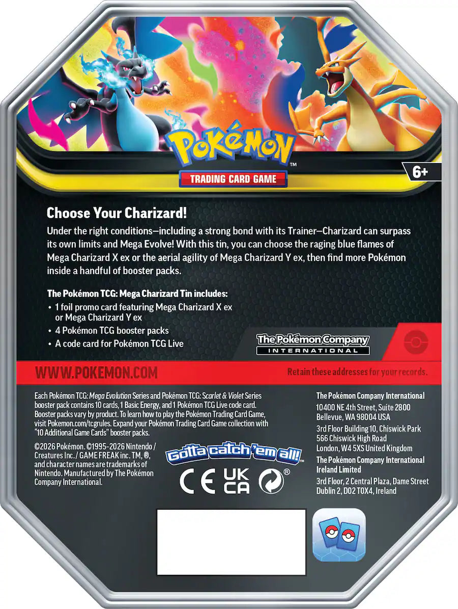 Pokémon TCG: Mega Charizard Tin - Arkwork May Vary