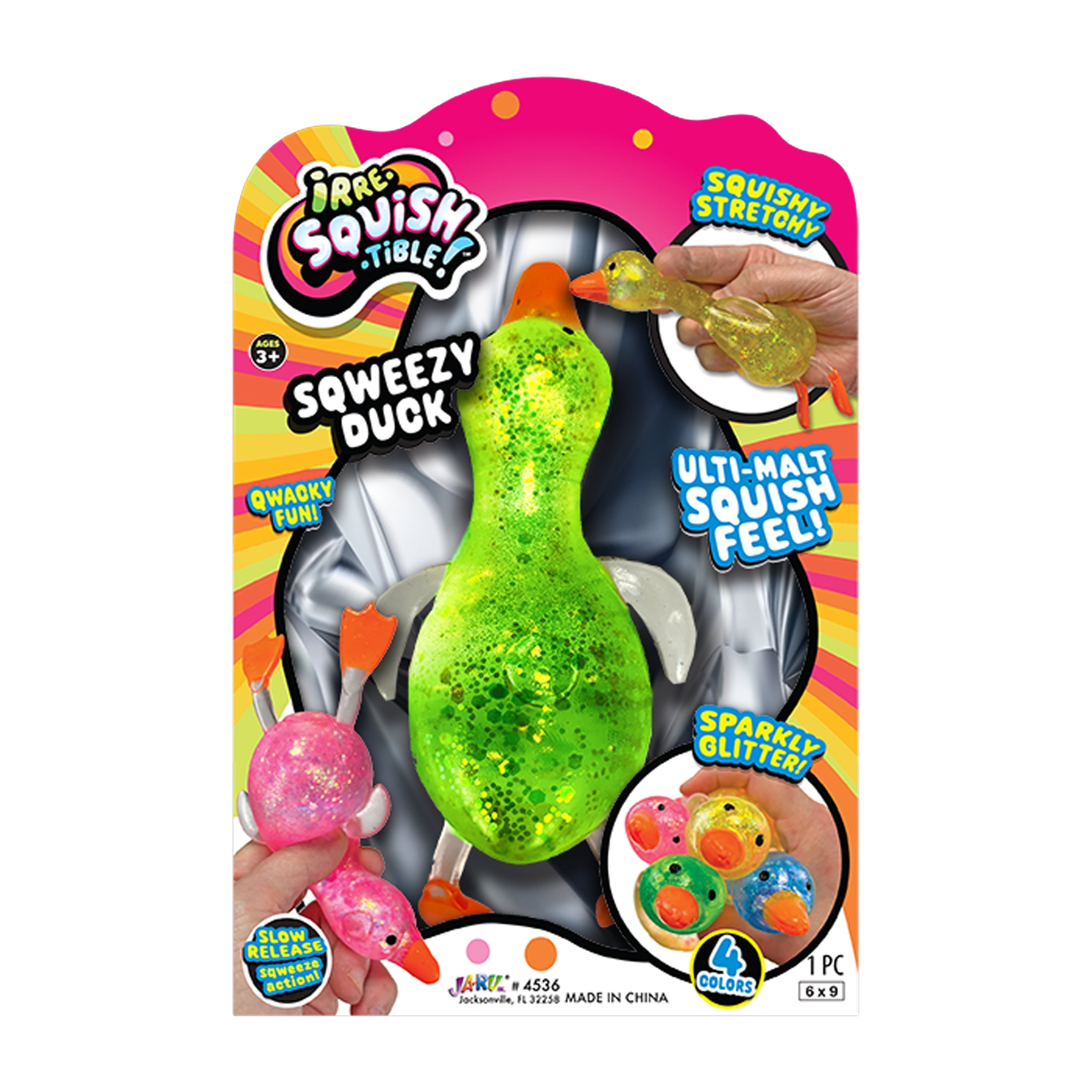 Irre-Squish-Tible!TM Sqweezy Duck Toy (Styles May Vary)