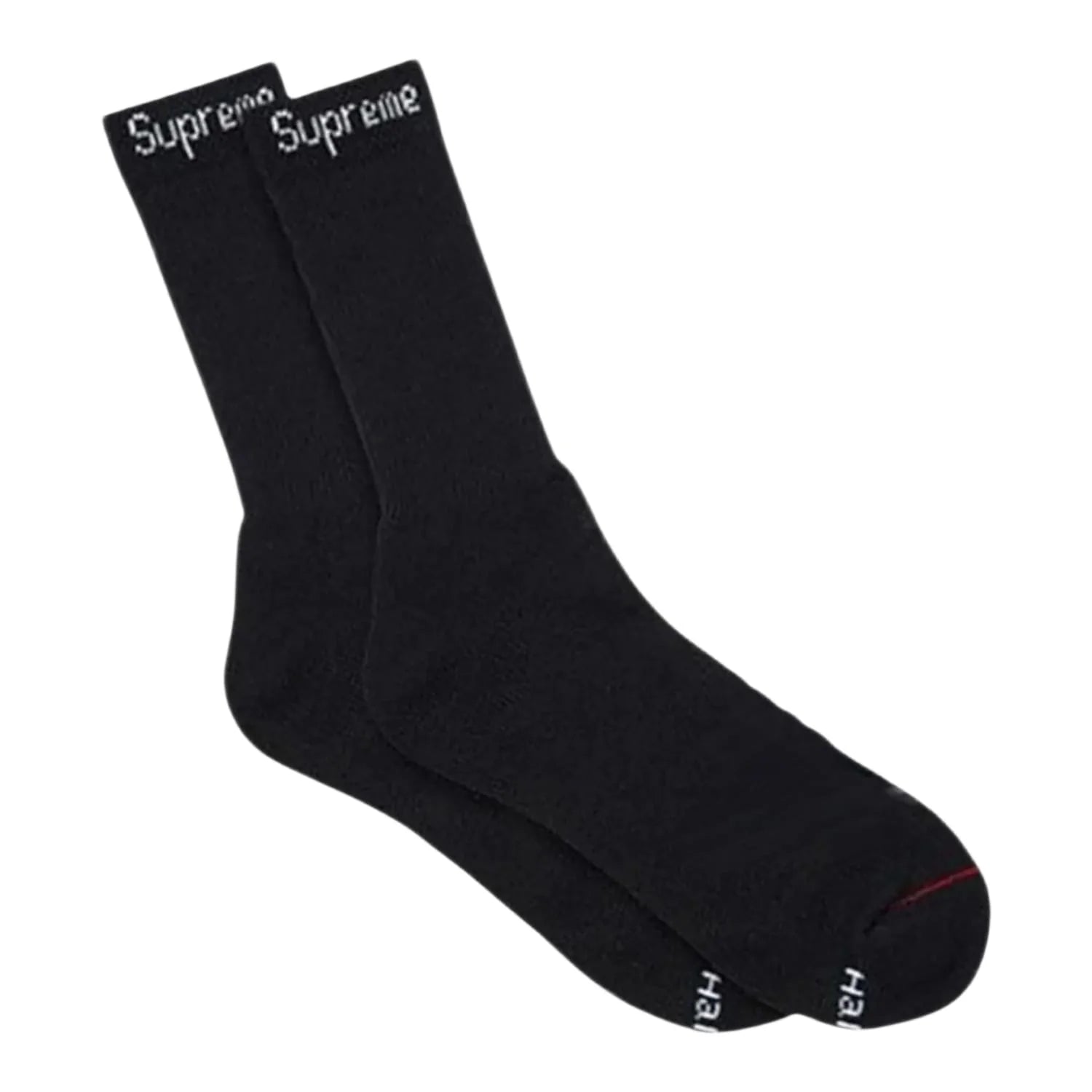 Black Supreme Hanes Crew Socks (Single Pair)