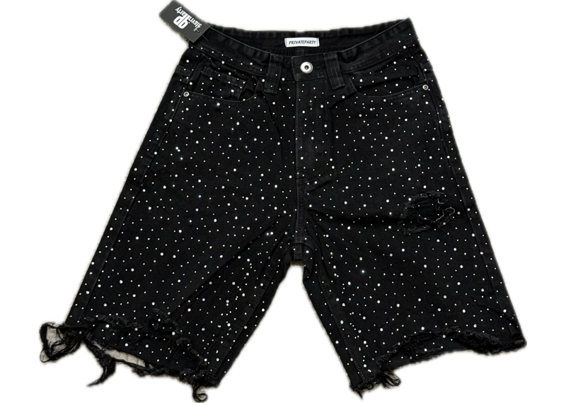 Country Boy Rhinestone Shorts Black