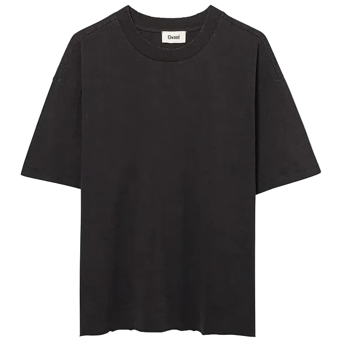 Elwood Oversized Crop Core Tee Vintage Black