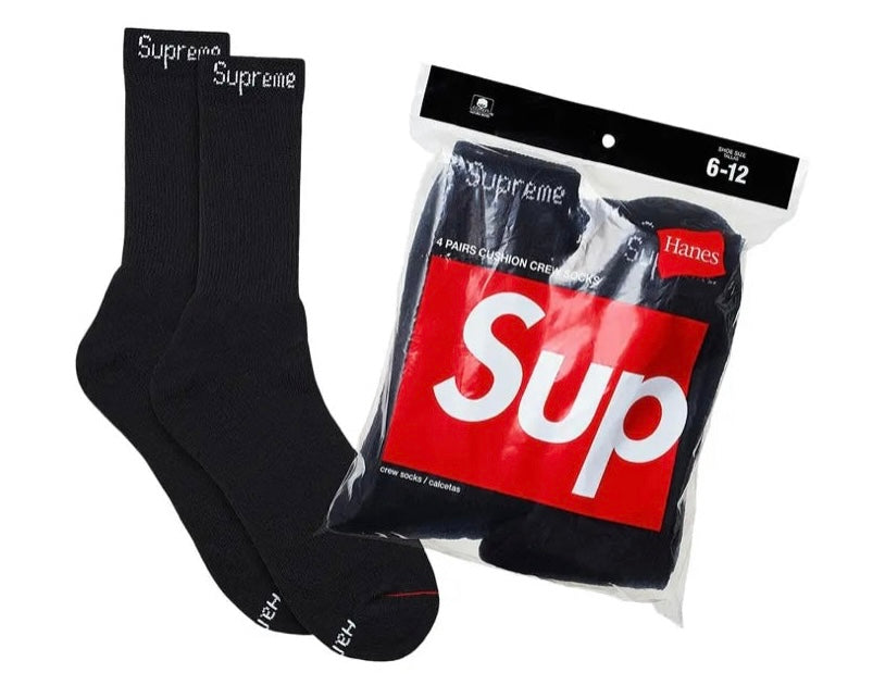 Supreme Hanes Socks (4 Pack) Black
