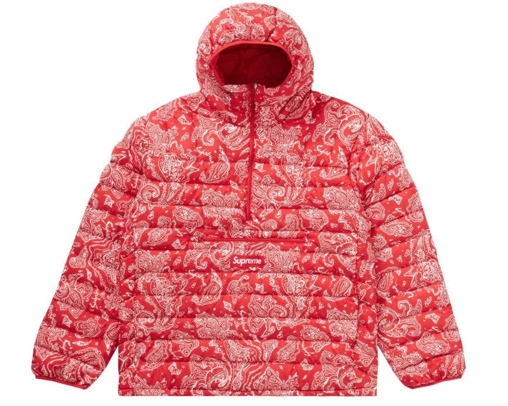 Supreme Micro Down Half Zip Hooded Pullover (FW22) Red Paisley