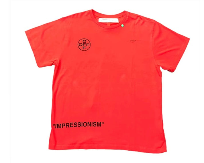 OW Impressionism Diagonal Stencil Tee Red