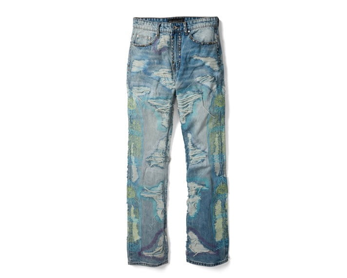 Who Decides War Multicolor Stud Distressed Denim
