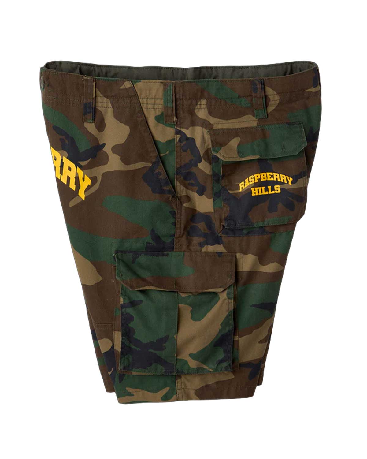 Gold Vintage Gallery Raspberry Hills Camo Logo Cargo Shorts