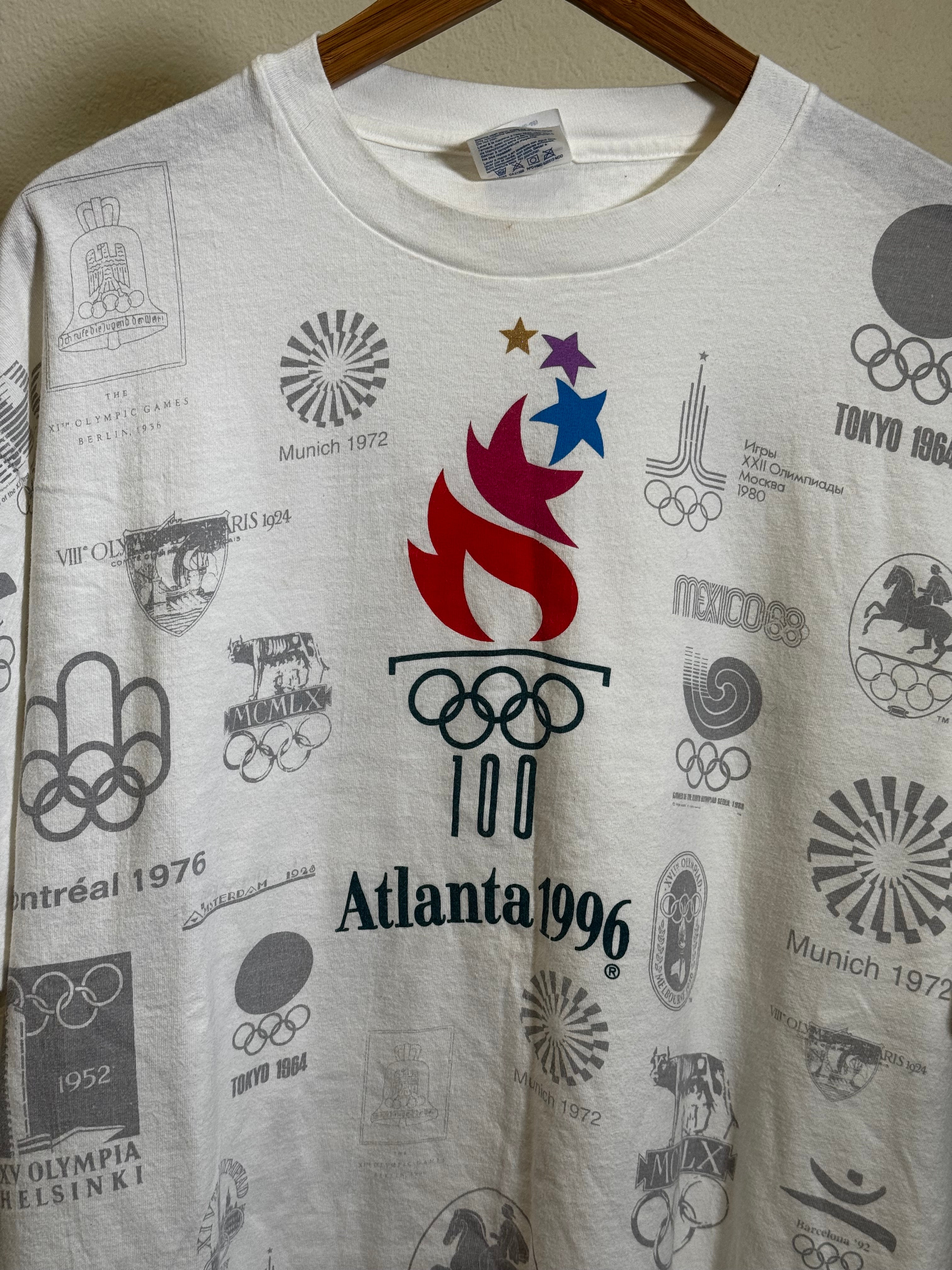 Vintage 1996 Centennial Olympics Tee Depicting Multiple Olympic Games Atlanta