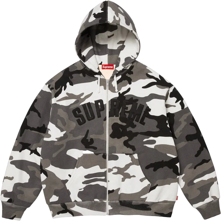 Supreme Arc Thermal Lined Zip Up Hooded Sweatshirt Snow Camo