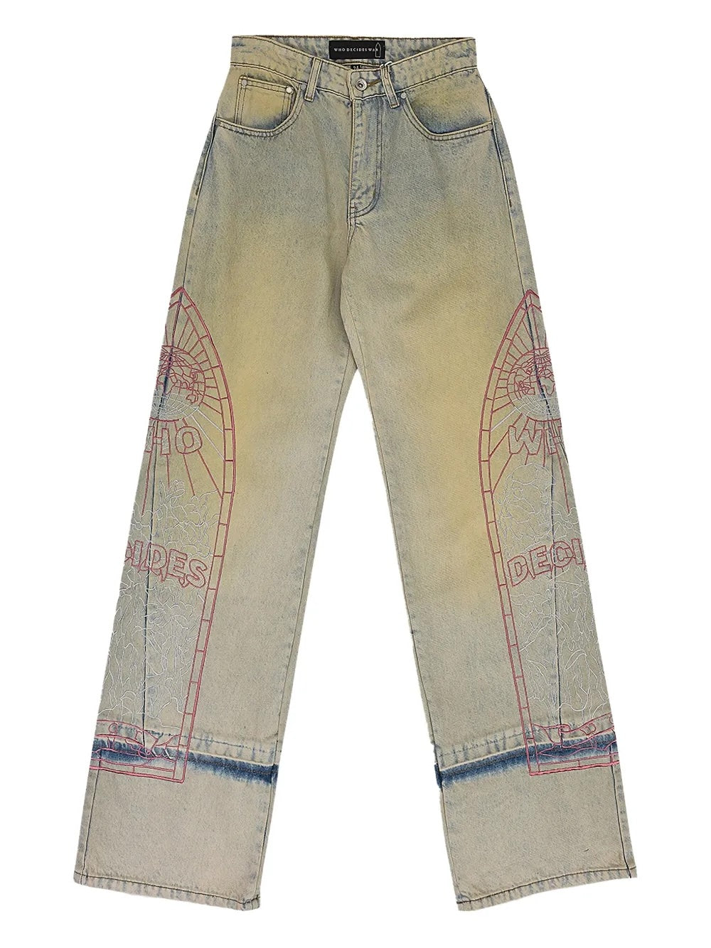 Who Decides War Embroidered Denim Dirt Wash Red Logo