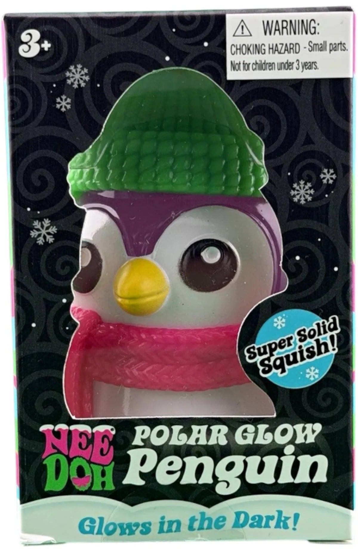 NeeDoh Polar Glow Penguin (Super Solid Squish Sticker) Squishy Fidget Toy Purple