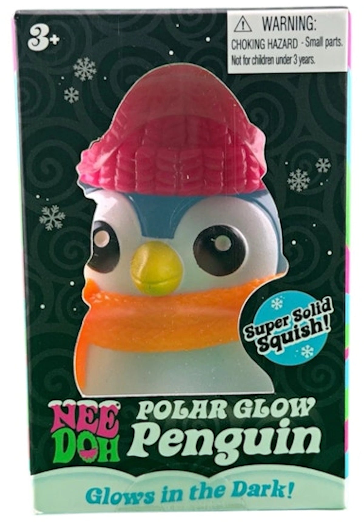 NeeDoh Polar Glow Penguin (Super Solid Squish Sticker) Squishy Fidget Toy Blue