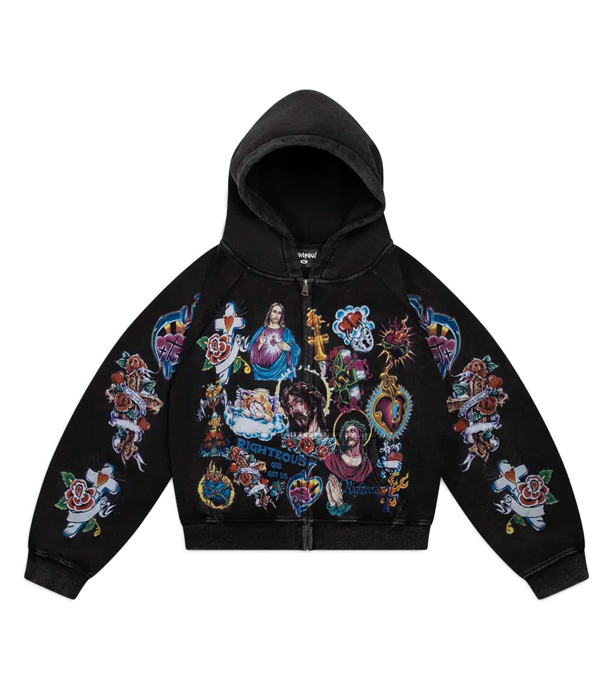 Righteous Rise King Zip Up Hoodie Black