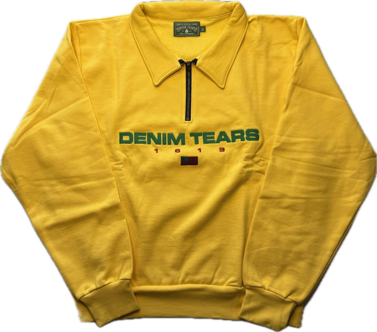 Denim Tears 1619 Pan African Flag Quarter Zip Up Yellow Sweatshirt
