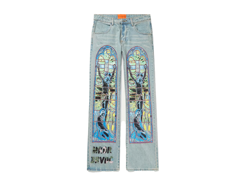 Who Decides War Painted Beaded Denim Jeans In Blue