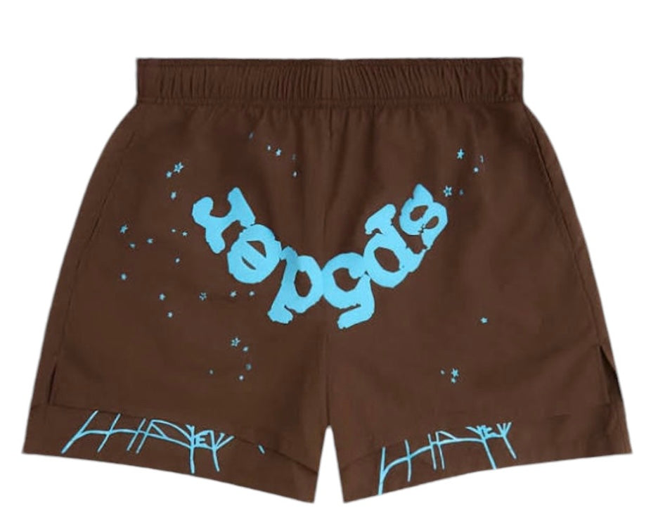 Sp5der OG Web Double Layer Shorts Brown