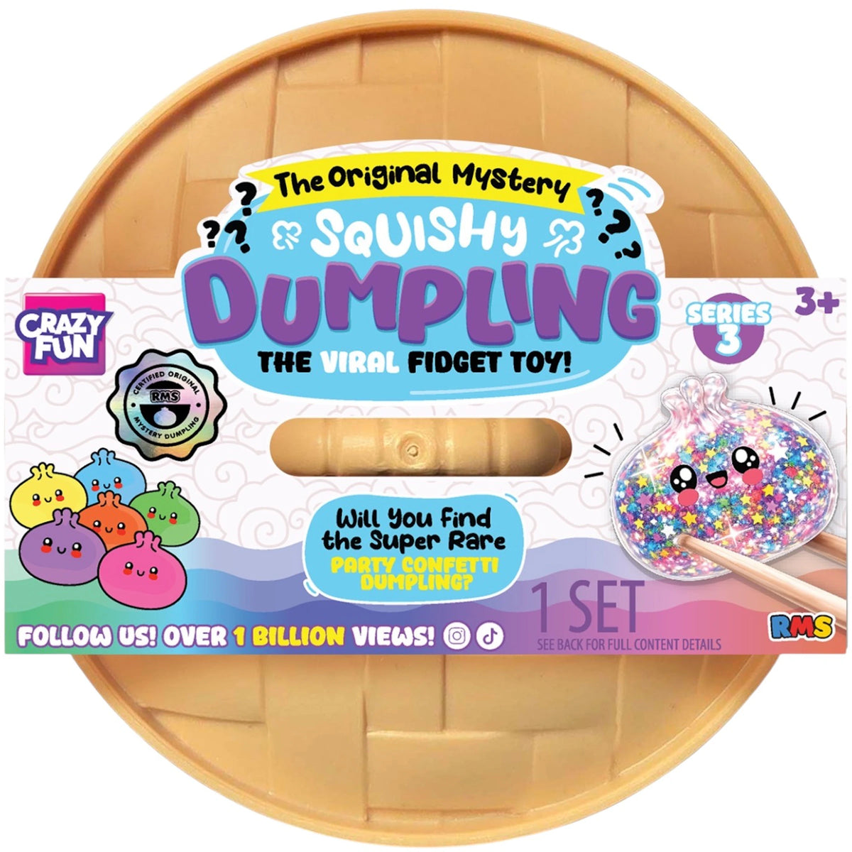 Squishy Bun The Original Mystery Squishy Dumpling (Party Confetti Edition) Blind Box