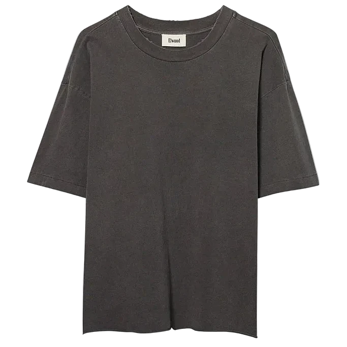 Elwood Oversized Crop Core Tee Vintage Grey