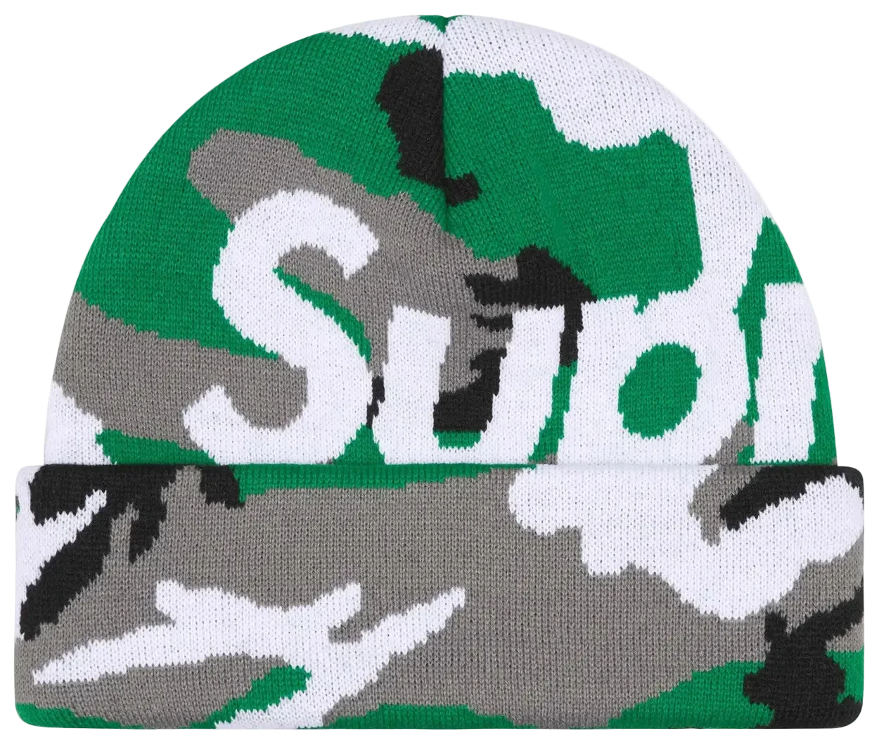 Supreme Camo Big Logo Beanie Green Camo