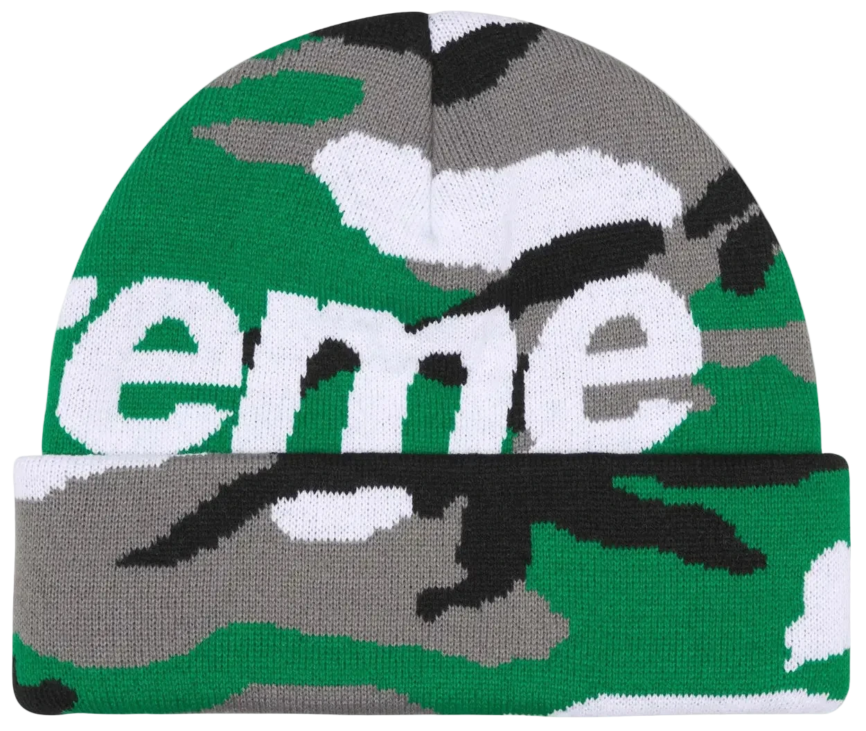Supreme Camo Big Logo Beanie Green Camo