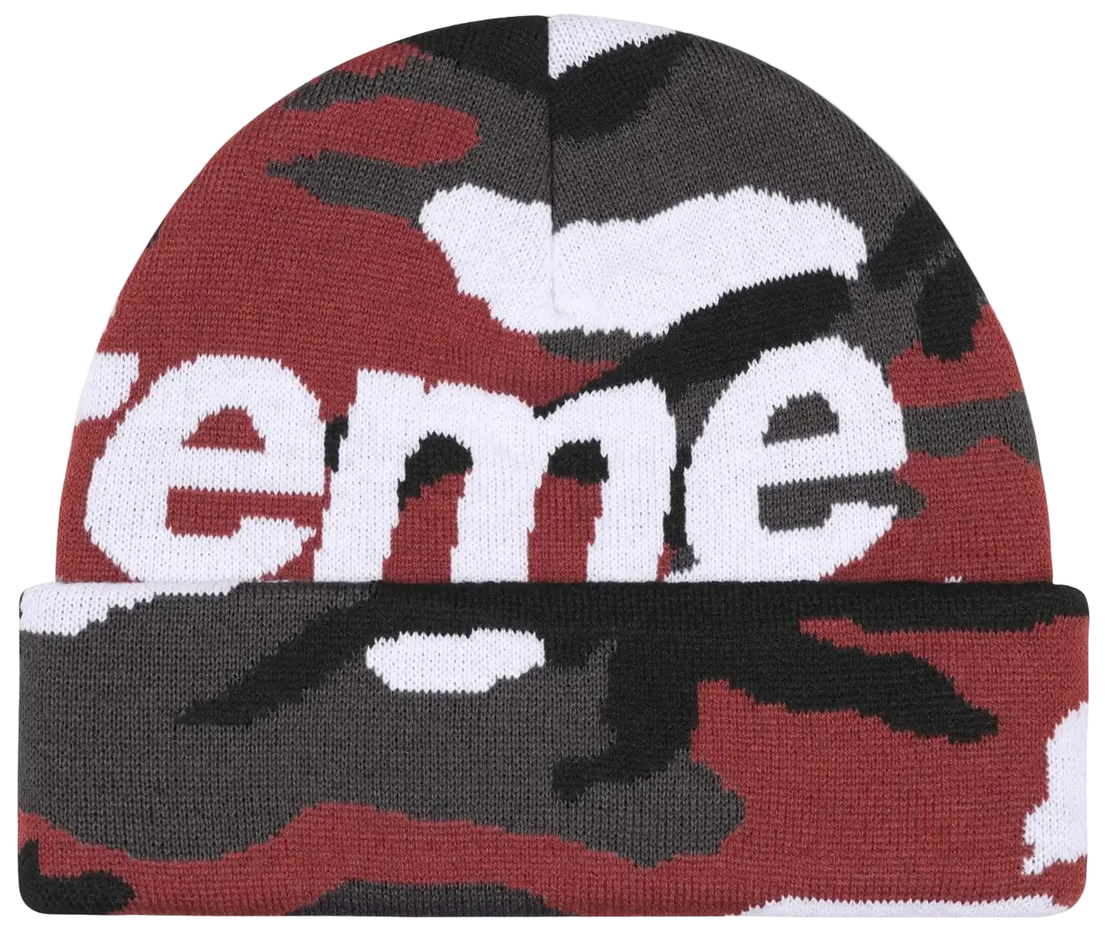 Supreme Camo Big Logo Beanie Red Camo