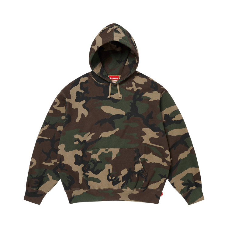 Supreme Satin Applique Hooded Sweatshirt Woodland Camo