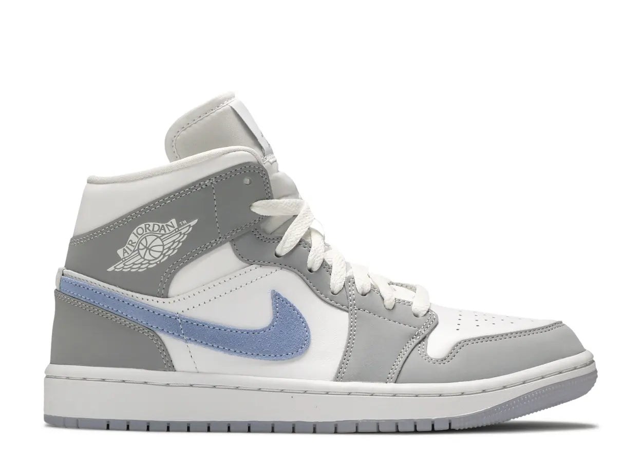 Womens Jordan 1 Mid Wolf Grey Aluminum