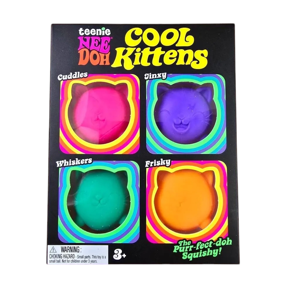 NeeDoh Cool Kittens Satisfying  Sensory Toys (4 Pack) Colors May Vary