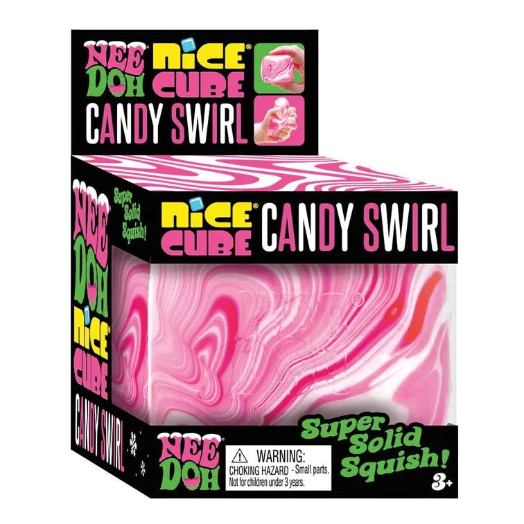 NeeDoh Candy Swirl Nice Cube, Satisfying Square Shaped Sensory Toy, Colors May Vary