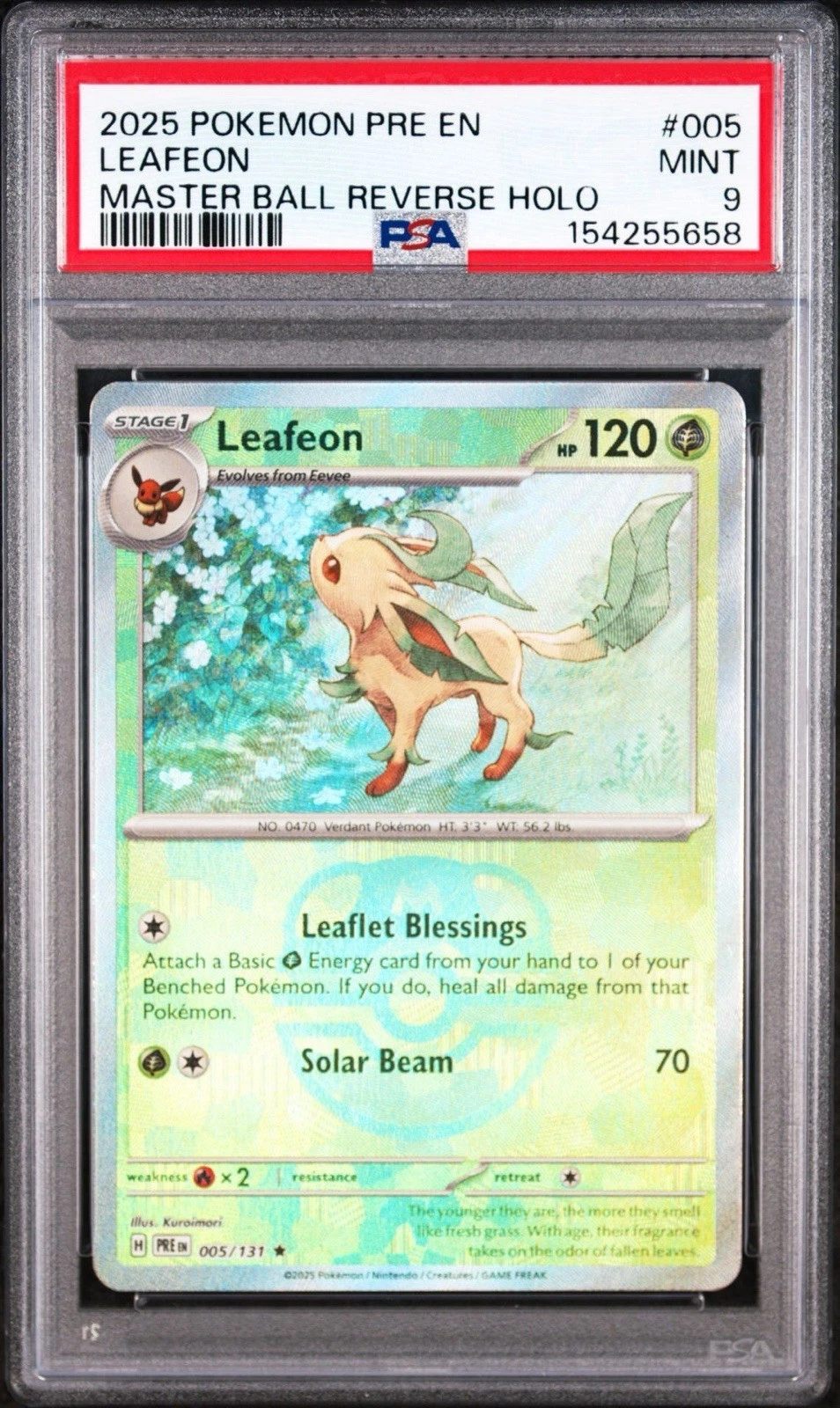 Leafeon (Master Ball Pattern) - (PSA GRADED 9) - SV: Prismatic Evolutions (PRE)