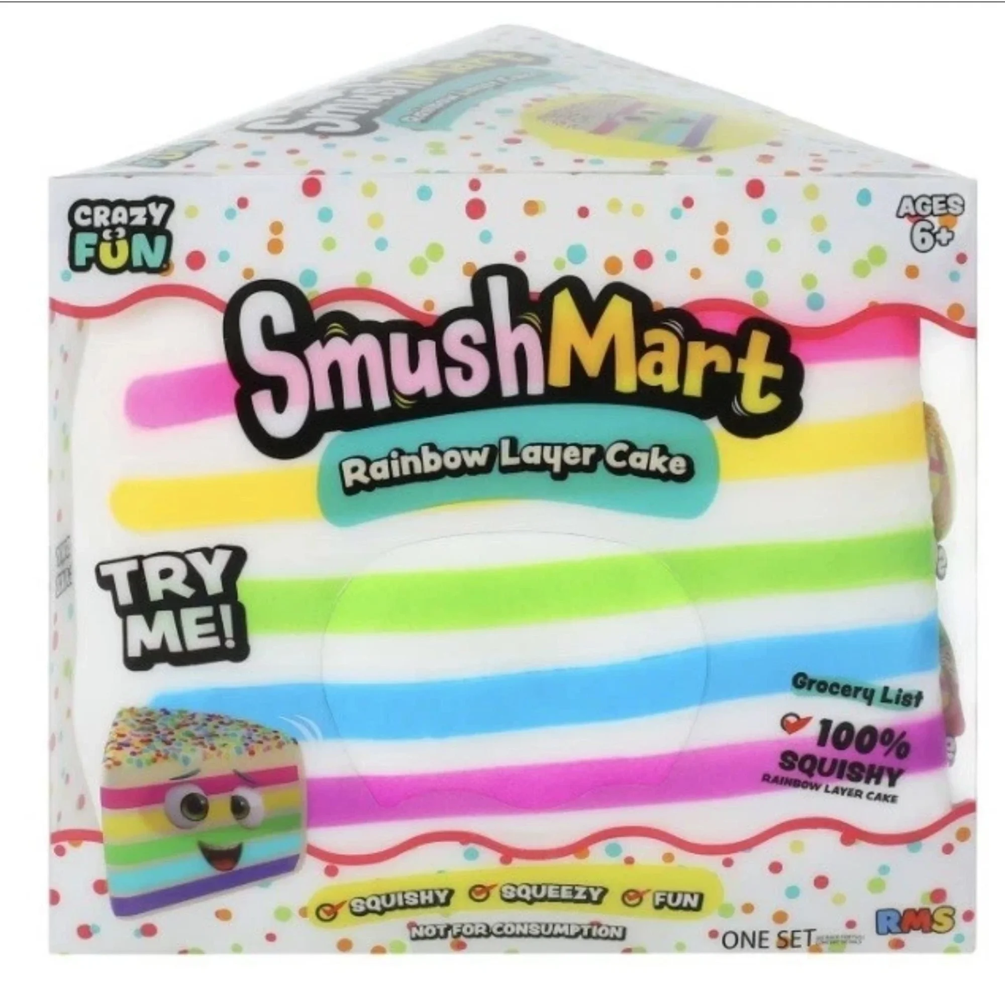 Crazy Fun Smush Mart Rainbow Layer Cake Squish Toy