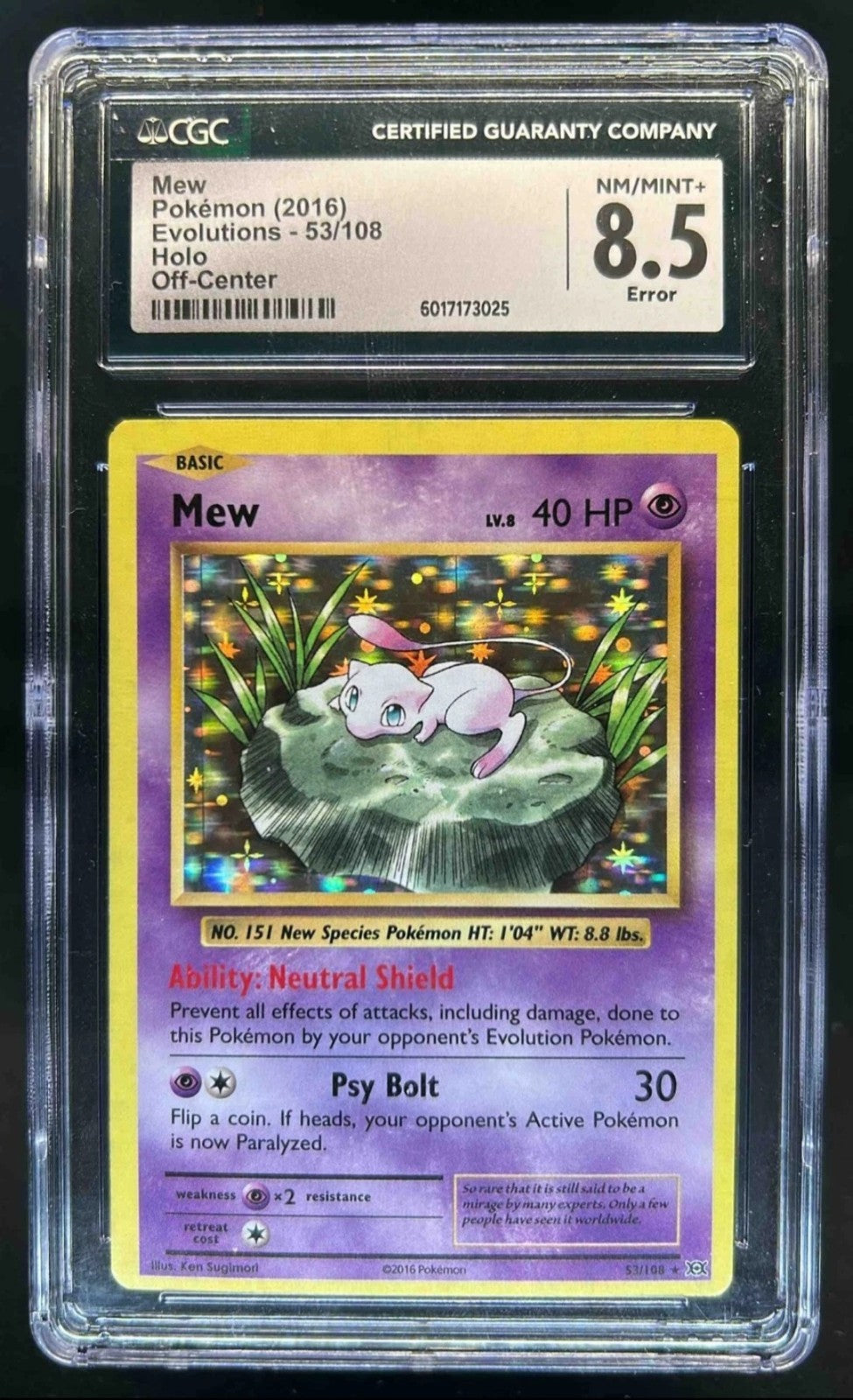 Mew - 53/108 - (CGC GRADED 8.5) - Holo Rare - XY - Evolutions (EVO)