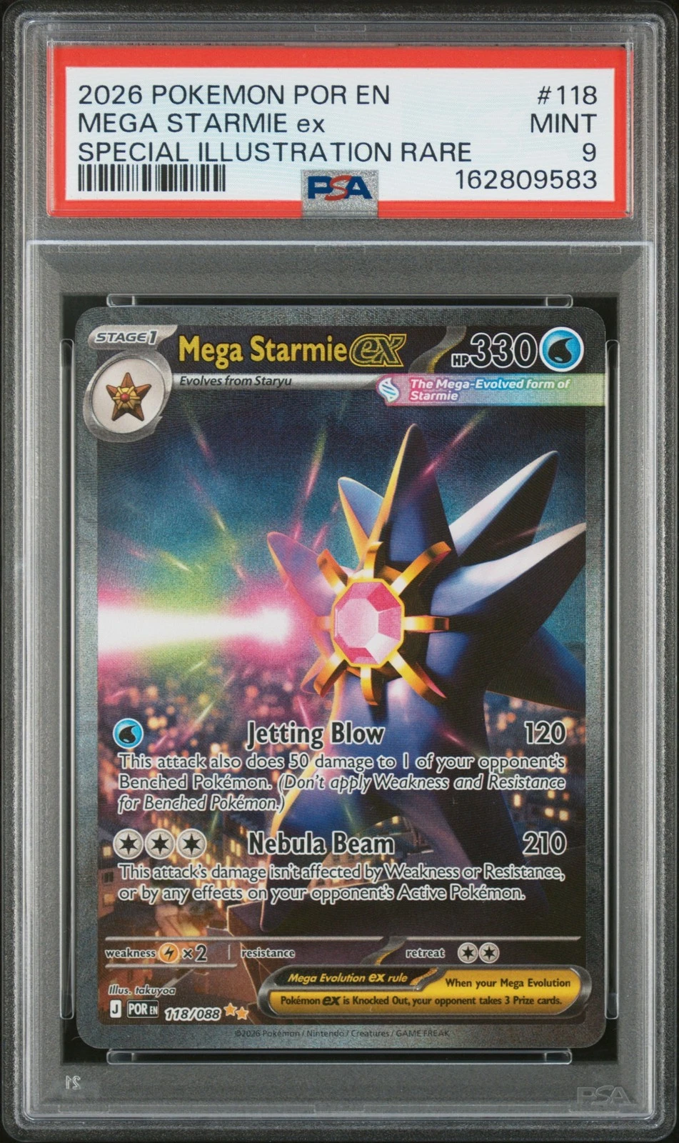 Mega Starmie ex - 118/088 -  (PSA GRADED 9) - ME03: Perfect Order (POR)