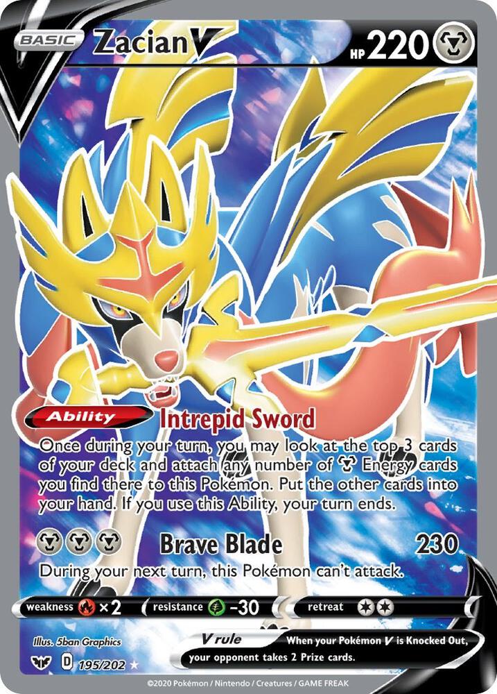Zacian V (Full Art) - 195/202 - SWSH01: Sword & Shield Base Set (SWSH01)