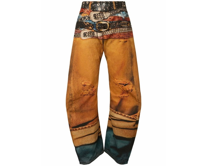 Acne Studios Orange Stacked Belts Jeans
