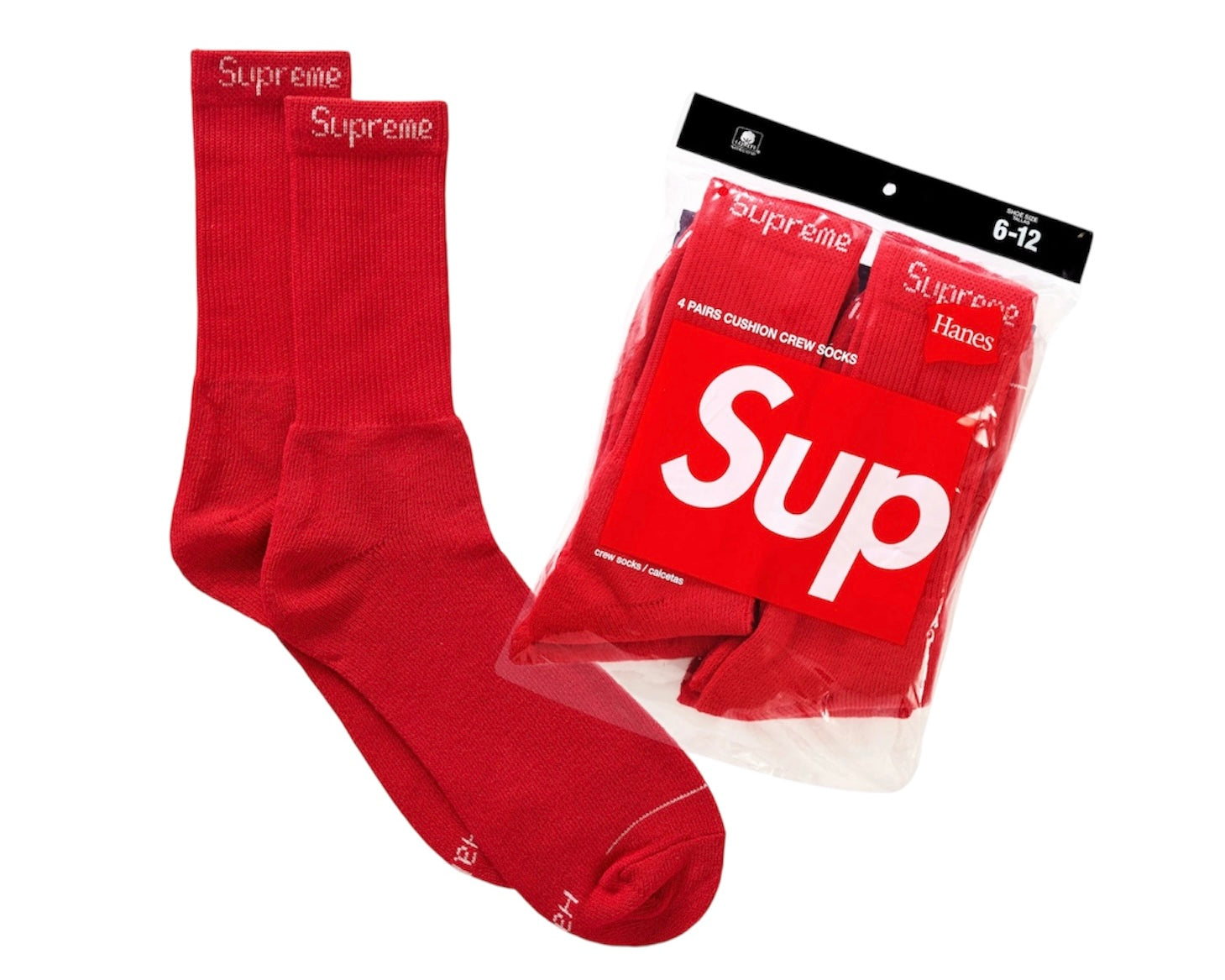 Supreme Hanes Socks (4 Pack) Red