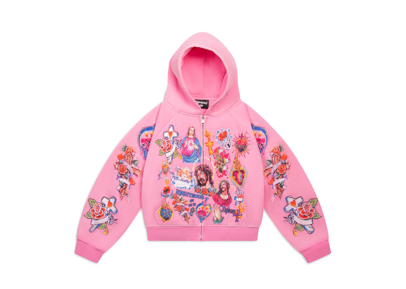 Righteous Risen King Zip Up Hoodie Pink
